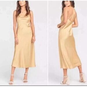 NWT Show Me Your Mumu Verona Cowl Dress Formal Champagne Color Sz M Silky Formal